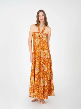 Carmen Says Oracle Orange Floral Print Dress